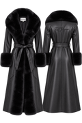 Ladies Long Leather and Fur Coat