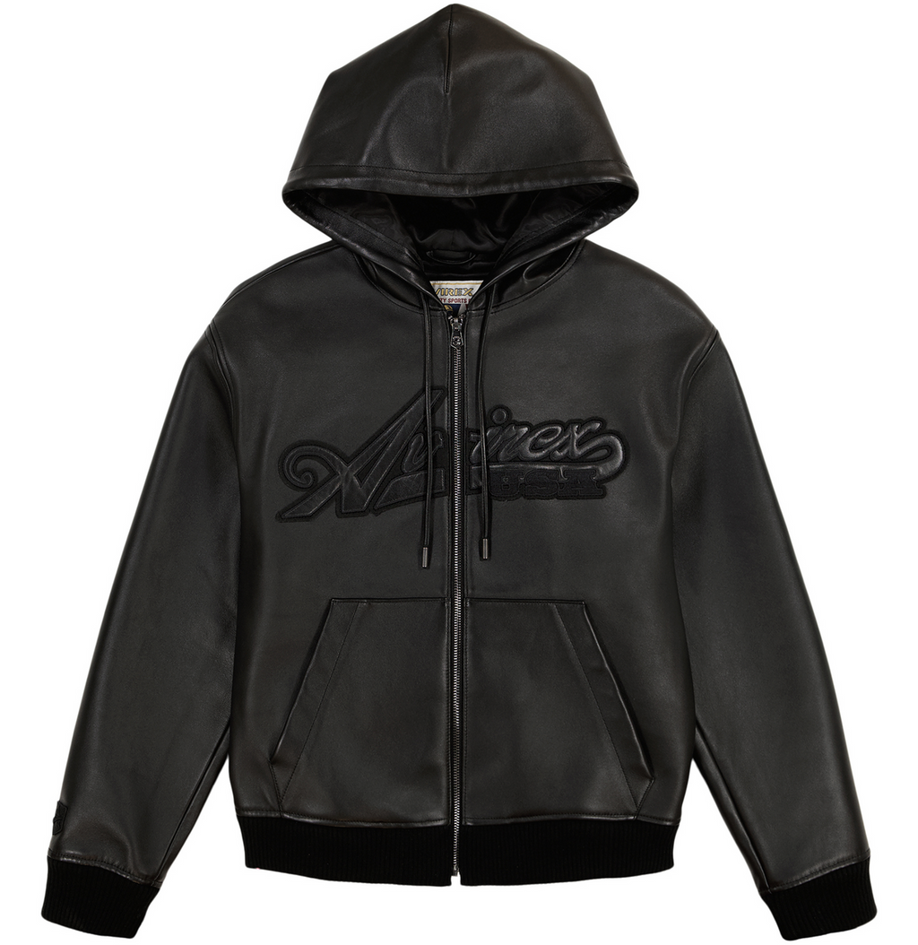 Avirex Script Leather Hoodie