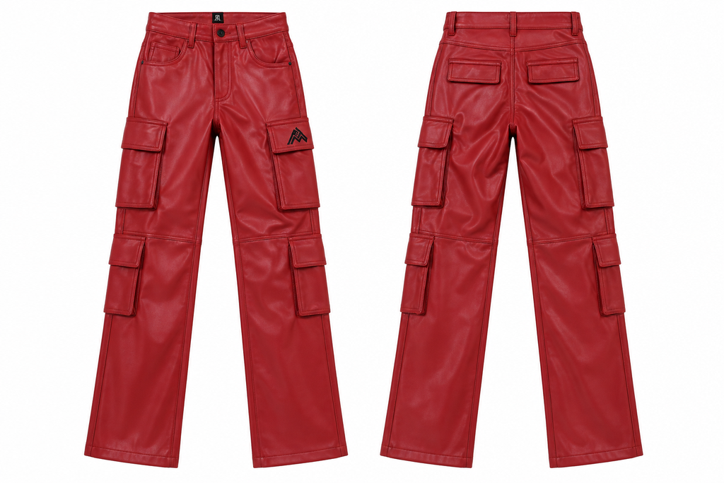 Men's Leather Logo Stacked Pants
