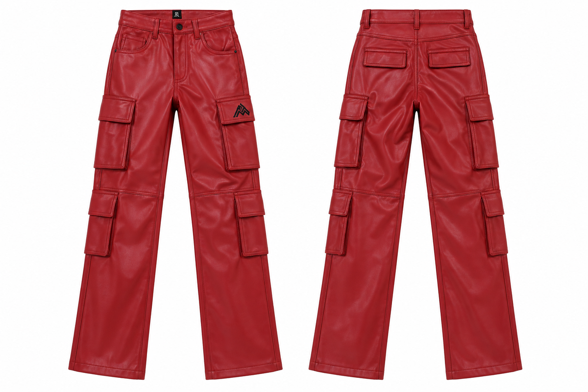 Men's Leather Logo Stacked Pants