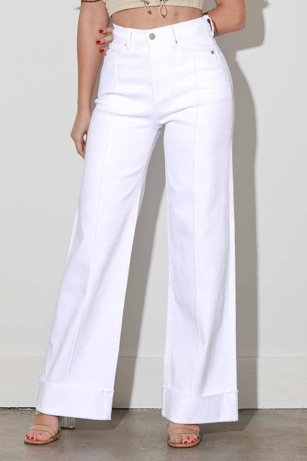 VIBRANT WIDE LEG FOLDED HEM JEAN