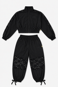 LADIES BLACK LACE & LUXURY JOGGER SET