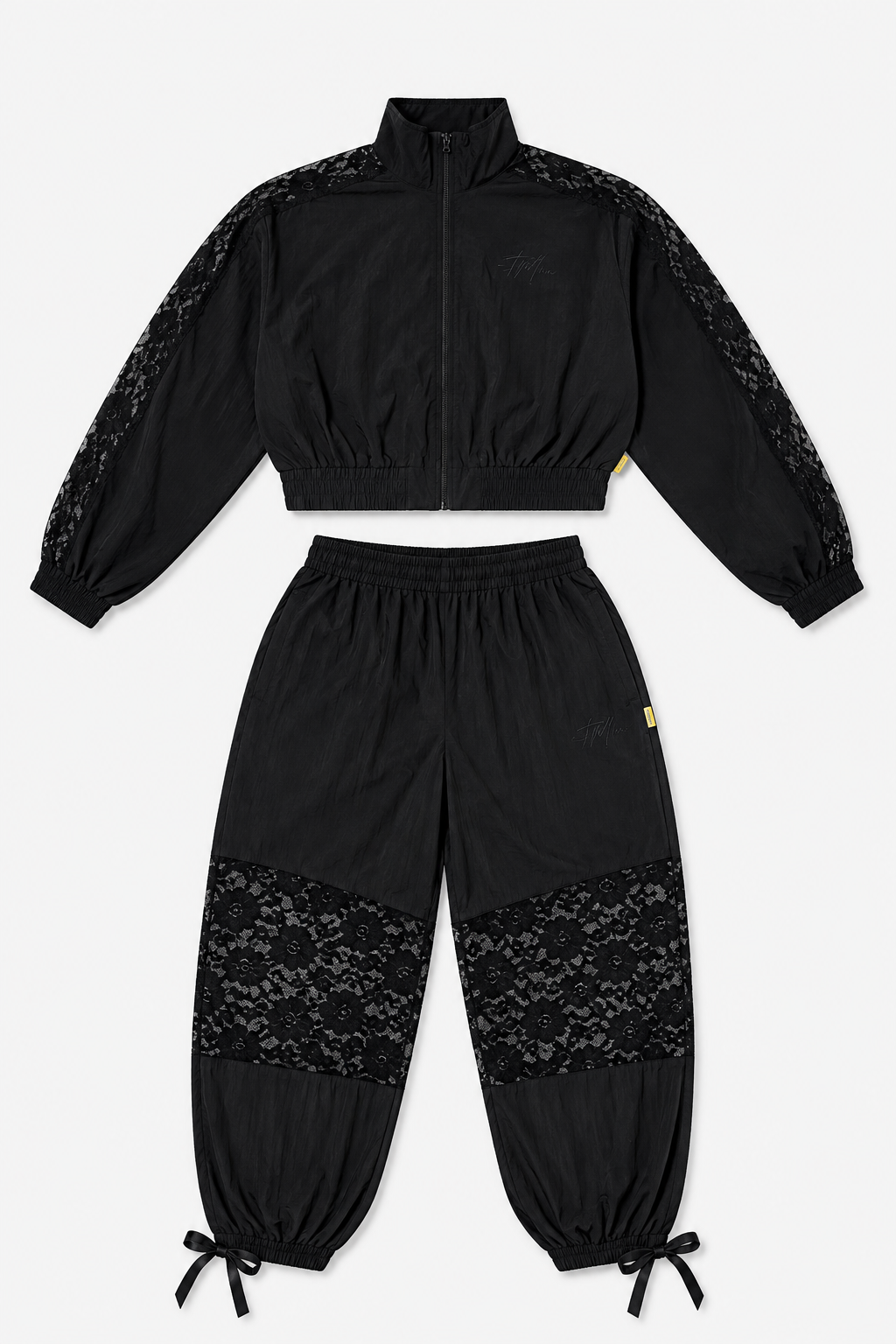 LADIES BLACK LACE & LUXURY JOGGER SET