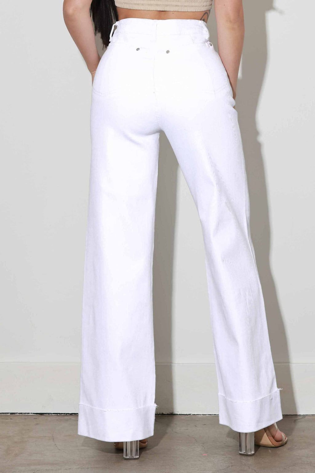 VIBRANT WIDE LEG FOLDED HEM JEAN