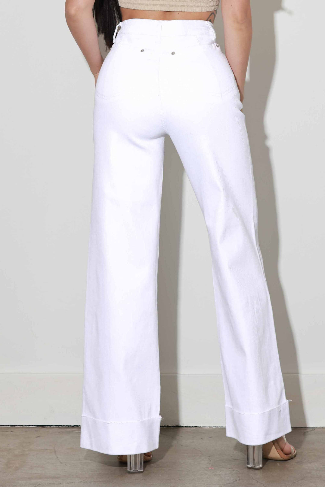 VIBRANT WIDE LEG FOLDED HEM JEAN